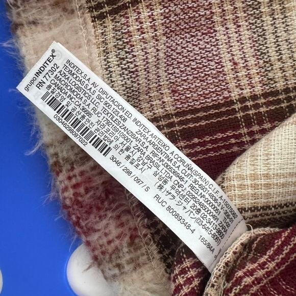 ZARA Womens Size Small Button Front Plaid Oversized Fuzzy Shacket Jacket - Picture 10 of 11